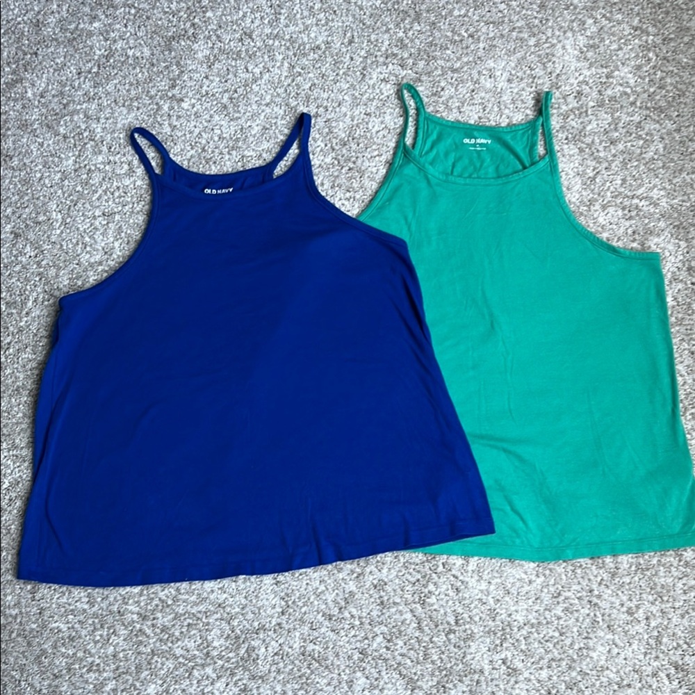 Old Navy Teal and Blue Tank Tops